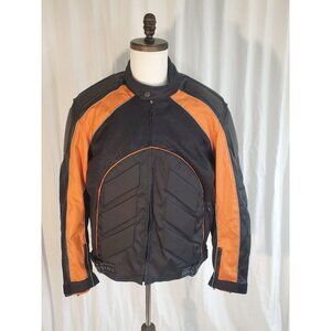 Milwaukee Performance Apparel Men’s Motorcycle Jacket Armored Black Orange Sz L
